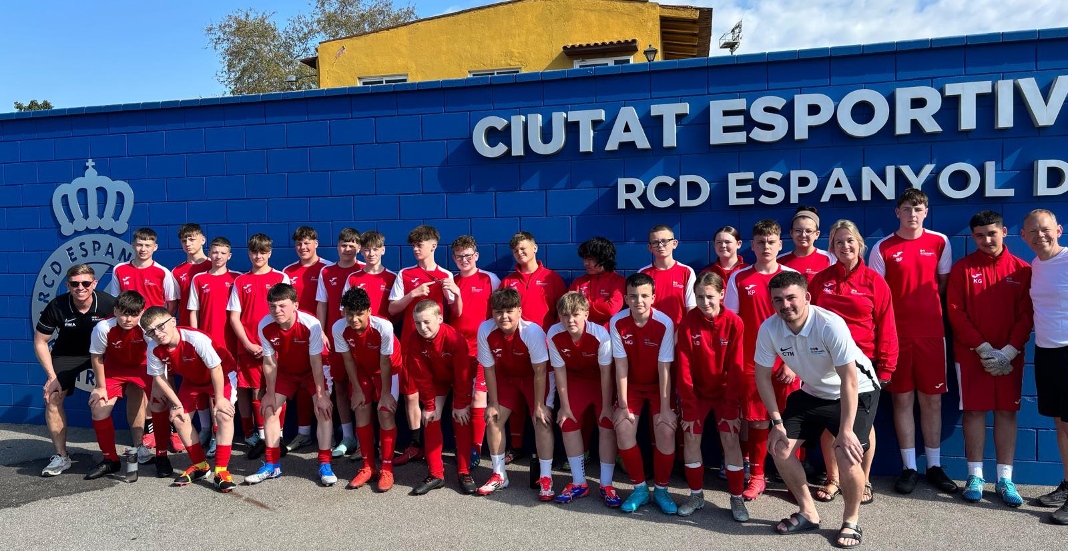 DVA pupils outside spanish stadium